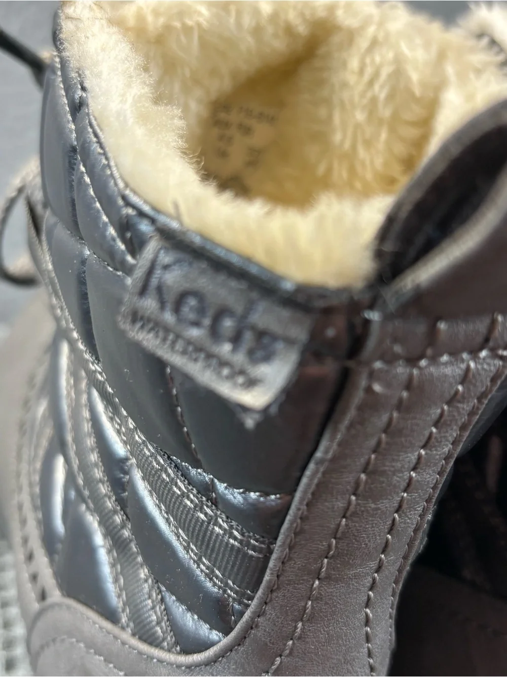 Keds Winter Lace-Up Boots in Gray with Faux Fur